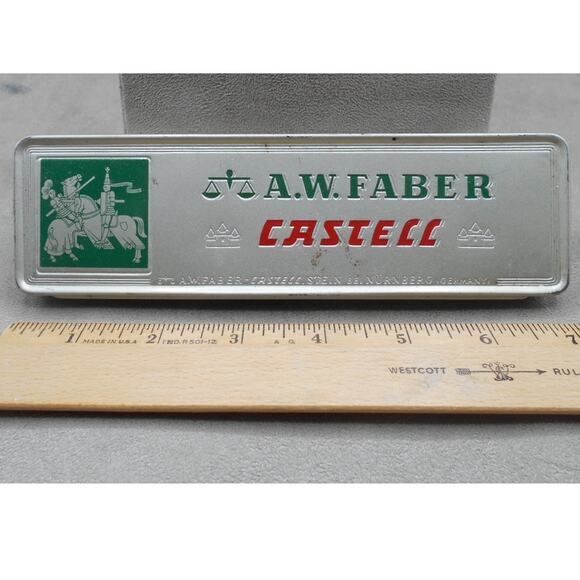 Vintage AW Faber Castell 2H No  9000 Pencils in Tin Drafting Nurnberg Germany - Picture 7 of 10